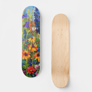 Skateboard Campo de flores silvestres Pintura acrílica