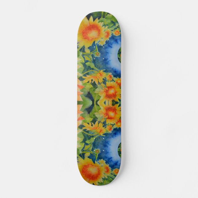 Skateboard Campos de girasol para siempre - azul (Anverso)