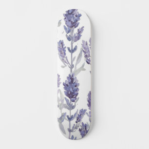 Skateboard Campos de lavanda Patrón de flores de acuarela p