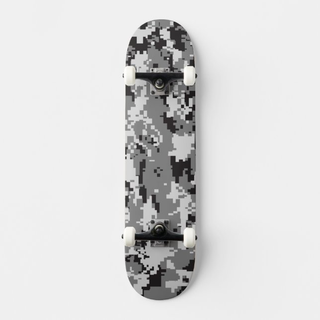 Skateboard Camuflaje de Digitaces blanco y negro (Anverso)