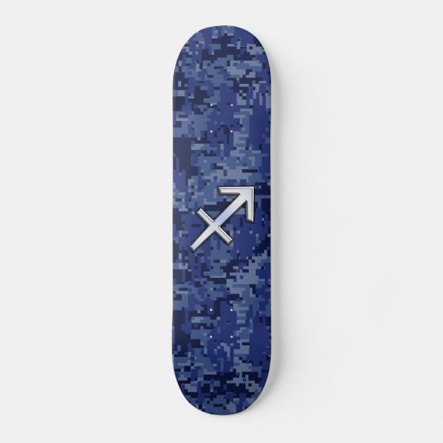 Skateboard Camuflaje de NavyDigital del símbolo del zodiaco (Anverso)