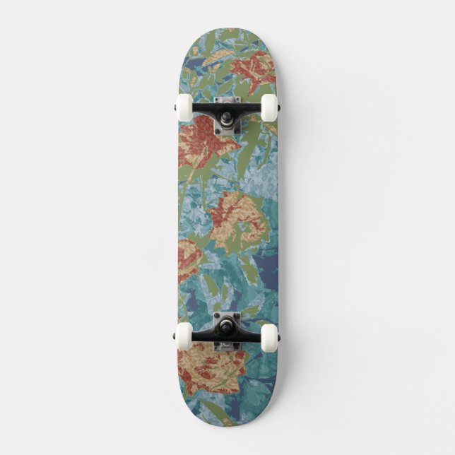 Skateboard Camuflaje y flores (Anverso)