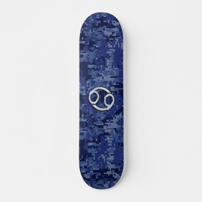 Skateboard Cáncer de plata Rótulo zodiaco marina azul camo di (Anverso )