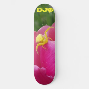 Skateboard Cangrejo amarillo brillante Araña Flor rosa