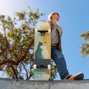 Skateboard Canoa de gato blanco de lago Chubby, resumen minim