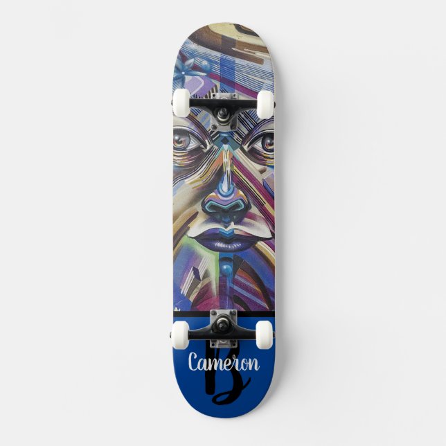 Skateboard Cara de arte urbano (Anverso)