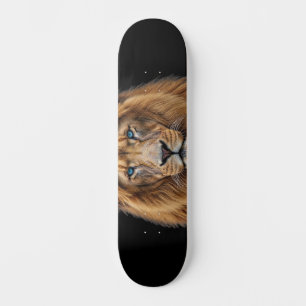 Skateboard Cara de León Majestuoso con Ojos Azules   Anima Fa
