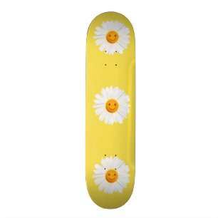 Skateboard Cara del smiley de la flor de la margarita