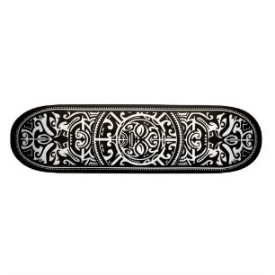 Skateboard Cara tribal polinesia blanco y negro