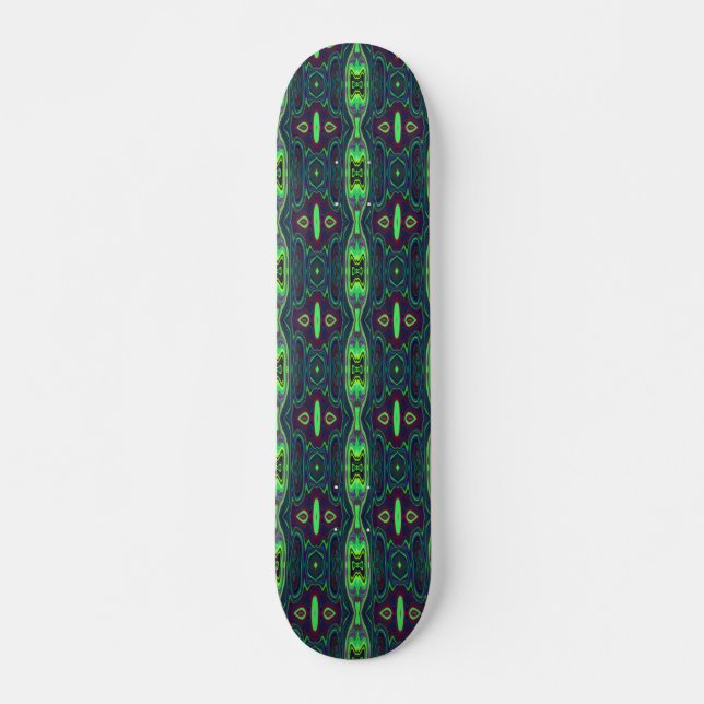 Skateboard Carácter abstracto retro, patrón rojo y azul (Anverso )