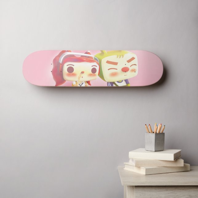 Skateboard Caracteres caprichosos con gato (Arte de pared (horz))