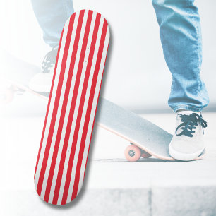 Skateboard Caramelo Caña Rojo y Blanco Rayado Horizontal Simp