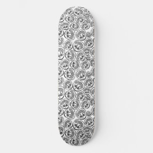 Skateboard Caras caprichosas: Personalizado blanco y negro lú