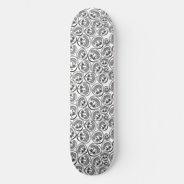 Skateboard Caras caprichosas: Personalizado blanco y negro lú (Anverso)
