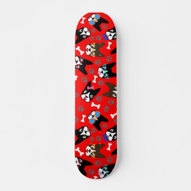 Skateboard Caras divertidas del bigote lindo de Boston (Anverso )