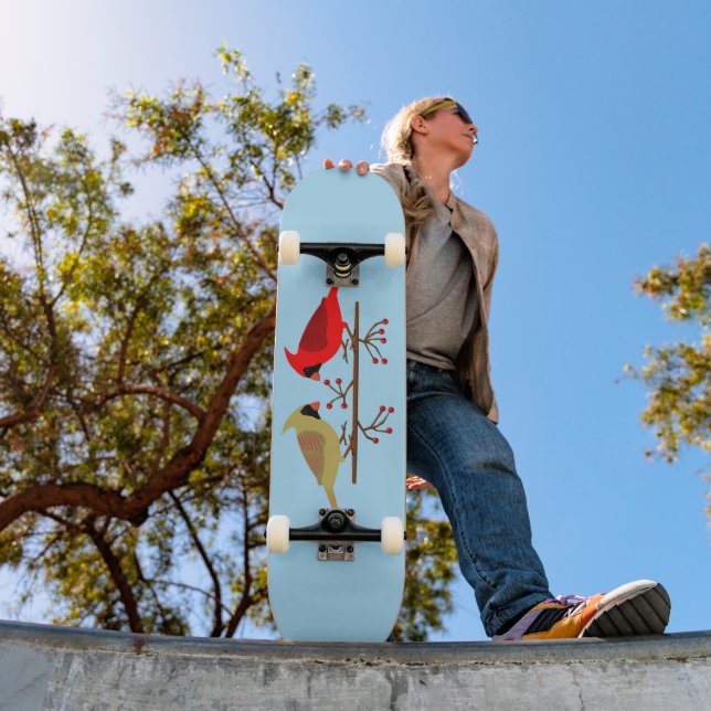 Skateboard Cardenales Navidades y Berries rojos (Exterior 1)