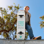 Skateboard Cartel de Jesús "I am the Way"<br><div class="desc">Christian Skateboard con el verso bíblico de Juan 14:6 Jesús le dijo: "Soy el camino, la verdad y la vida. Nadie puede venir al Padre excepto a través de mí". Los versos son en tonos pastel azules y en caligrafía mixta y tipografía minimalista. Este diseño moderno y moderno es la...</div>