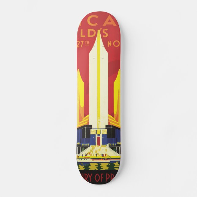 Skateboard cartel de viaje con logotipo americano (Anverso)