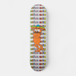 Skateboard Cartoon Mustache Cat Senor Gato