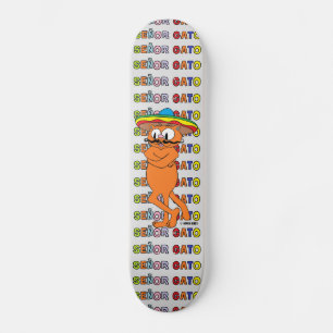 Skateboard Cartoon Mustache Cat Senor Gato