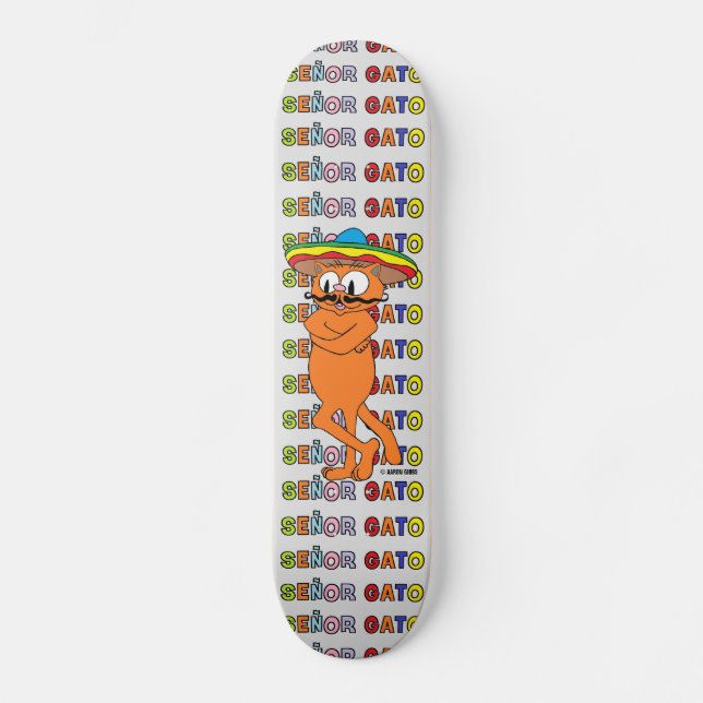 Skateboard Cartoon Mustache Cat Senor Gato  (Anverso)