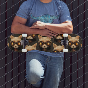Skateboard Cat Steampunk Retro Gótico Retro Kitty Retrato