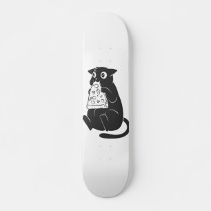 Skateboard Cat with a pizza in the mouth - Choose back color