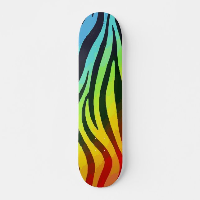 Skateboard Cebra Pri de gradiente azul, verde, amarillo y nar (Anverso )