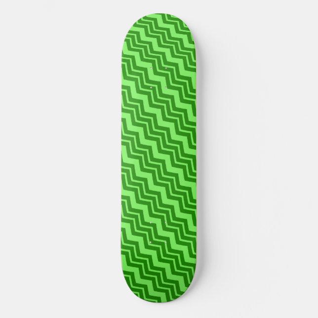 Skateboard Cebra Zigzag Verde sobre Verde  (Anverso)