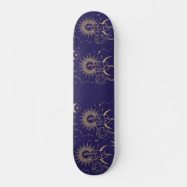 Skateboard Celestial Moon & Sun Theme 
