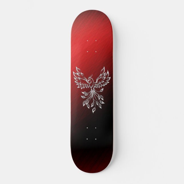 Skateboard Cenizas negras rojas y fénix (Anverso)