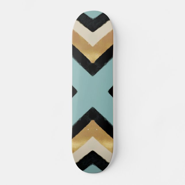 Skateboard Cepillo de la menta dorada negra rompe triángulos (Anverso)