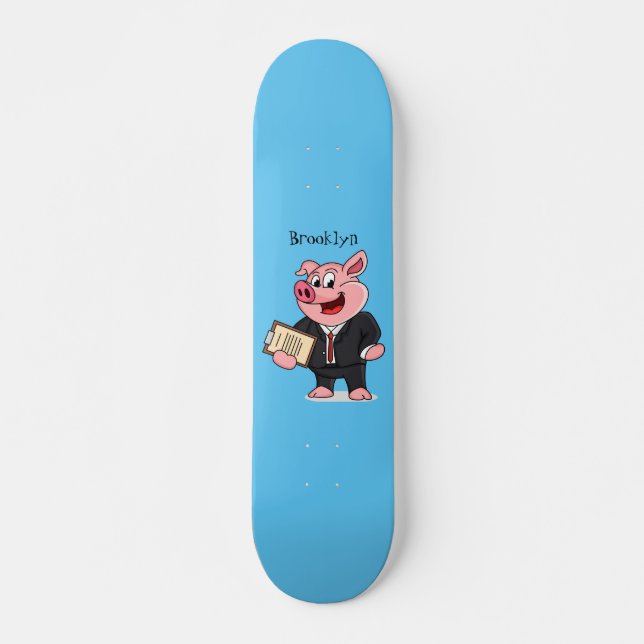 Skateboard Cerdo gracioso personalizado de traje de negocios (Anverso )