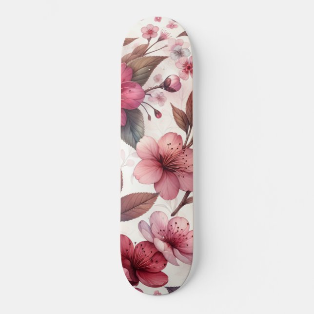 Skateboard Cerezo en flor (Anverso)