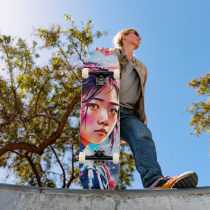 Skateboard Cerezo en Flor Chica Japonesa