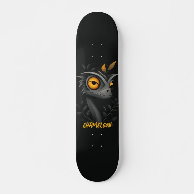 Skateboard Chameleon negro personalizado (Anverso )