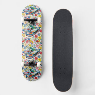 Skateboard Chancletas Florales de Vibraciones Veraniegas Trop