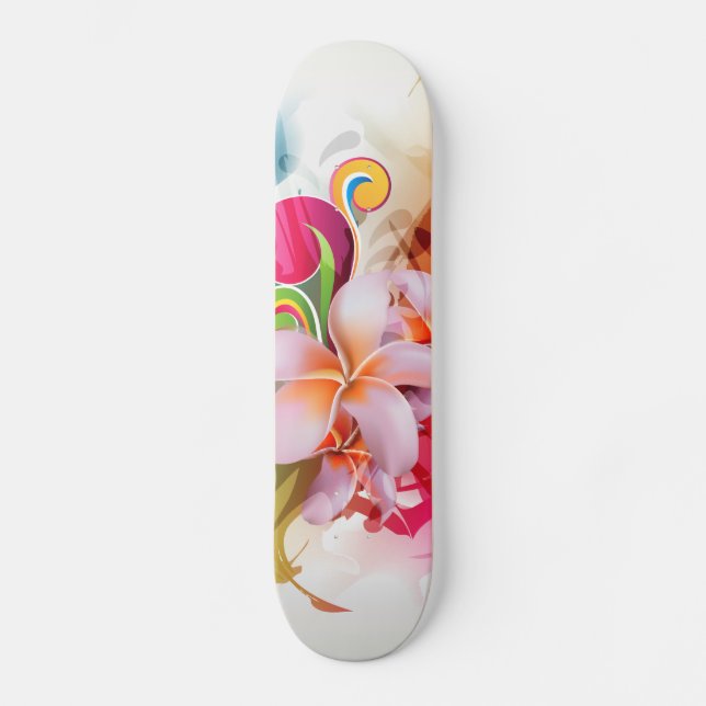 Skateboard Chapoteo floral colorido (Anverso)
