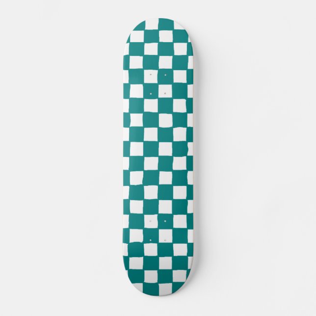 Skateboard checkered pattern (teal) (Anverso)