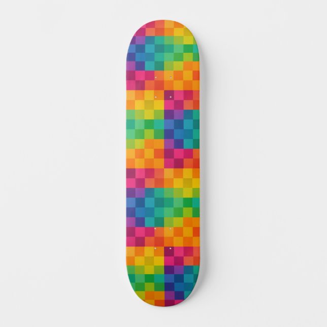 Skateboard Checkered Retro Colorful Grid Pattern (Anverso)