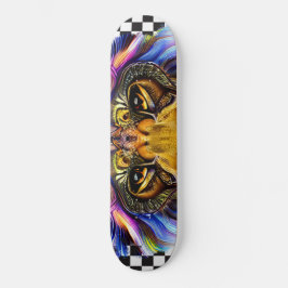 Skateboard Checkered Retro Guay Lion Eyes