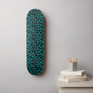Skateboard Cheetah de leopardo verde azulado imprime arte en 