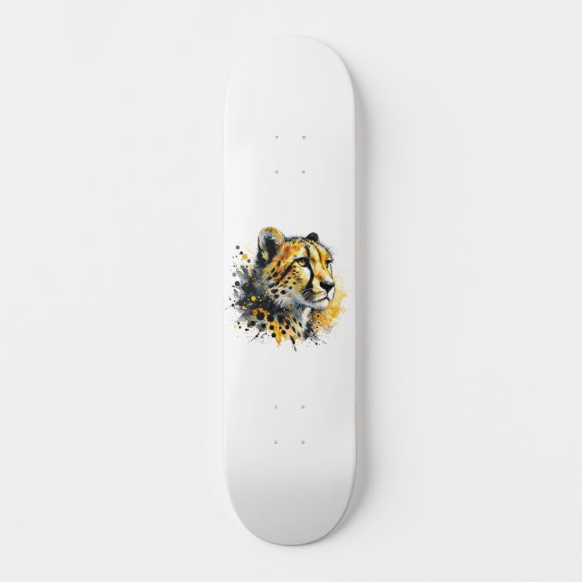 Skateboard Cheetah Watercolor Ink Splatt (Anverso)