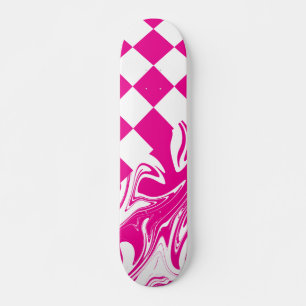 Skateboard Cheques y muelles en magenta y blanco