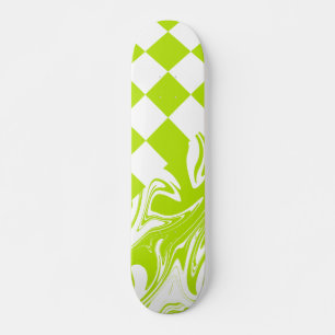 Skateboard Cheques y muelles en verde limón y blanco