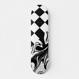 Skateboard Cheques y Swirls - Blanco y negro