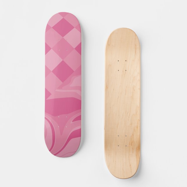 Skateboard Cheques y Swirls - Rosa (Anverso)