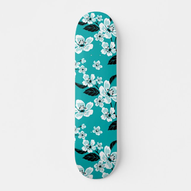 SKATEBOARD CHERRY BLOSSOM - SAKURA (VERDE AZULADO) (Anverso )
