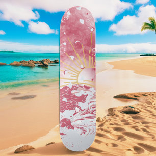 Skateboard Cherry Red Crimson Gold Sunset Sun & Sea