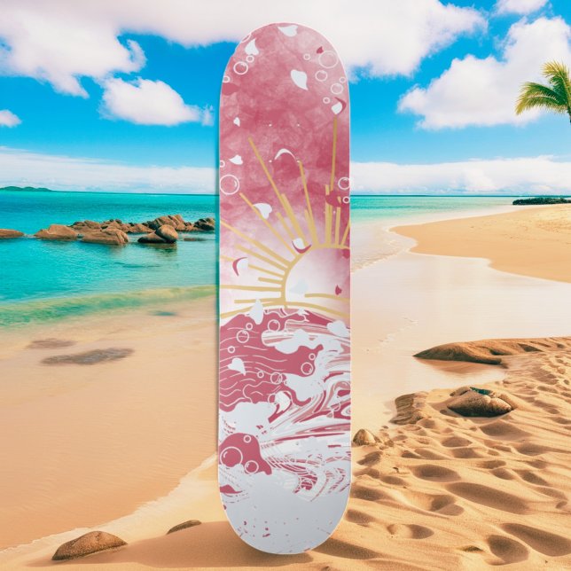 Skateboard Cherry Red Crimson Gold Sunset Sun & Sea (Subido por el creador)
